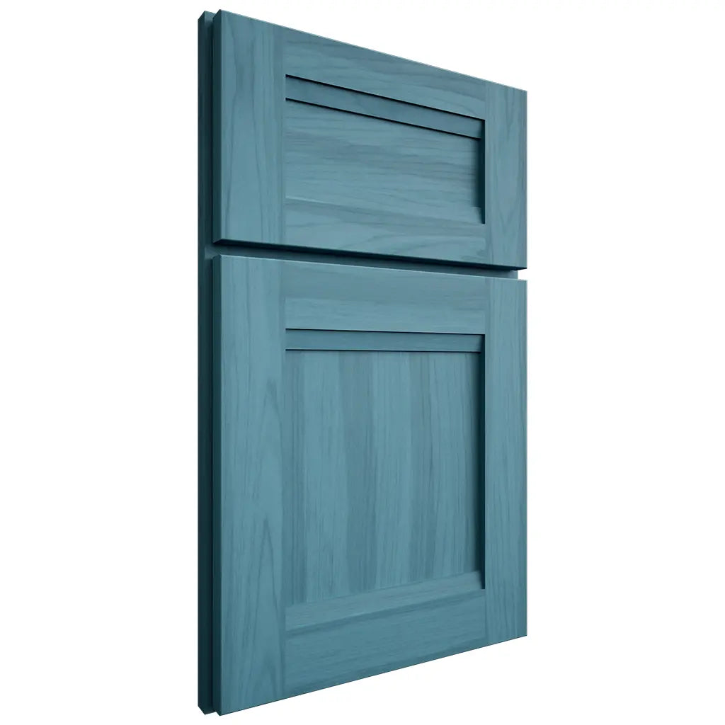 Shiloh Cabinetry Full Overlay Bristol Hickory Plain Cut Aqua Door