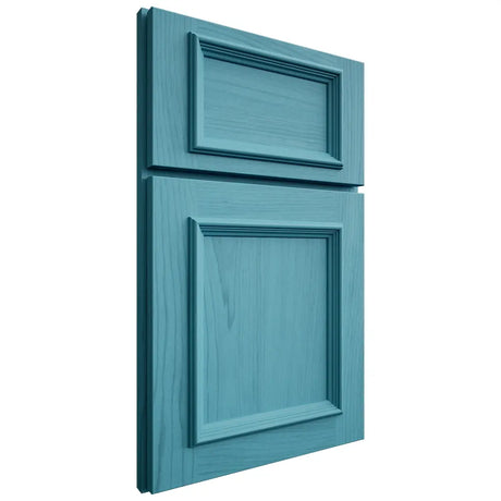 Shiloh Cabinetry Full Overlay Charleston Alder Plain Cut Aqua Door