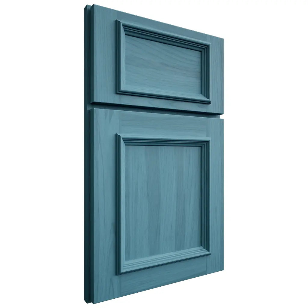 Shiloh Cabinetry Full Overlay Charleston Hickory Plain Cut Aqua Door