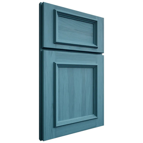 Shiloh Cabinetry Full Overlay Charleston Hickory Plain Cut Aqua Door