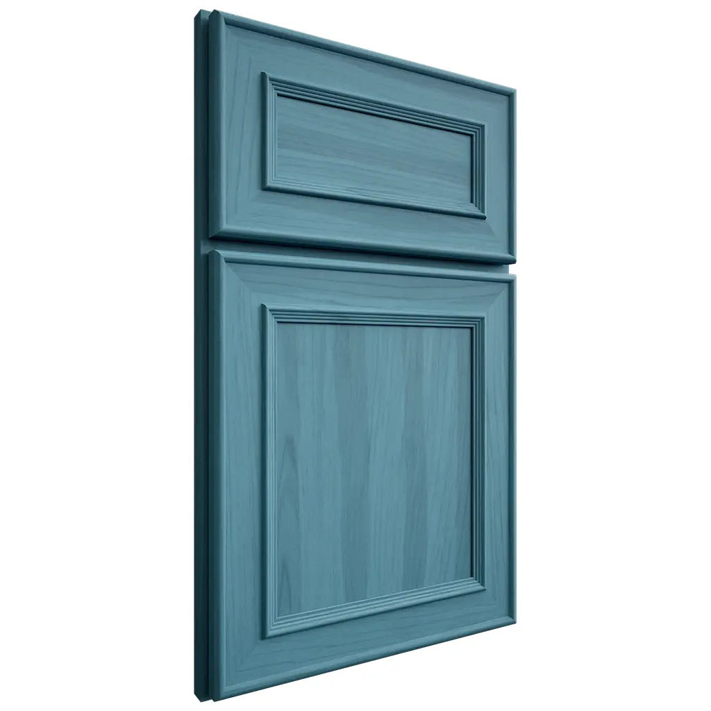Shiloh Cabinetry Full Overlay Dalton Hickory Plain Cut Aqua Door