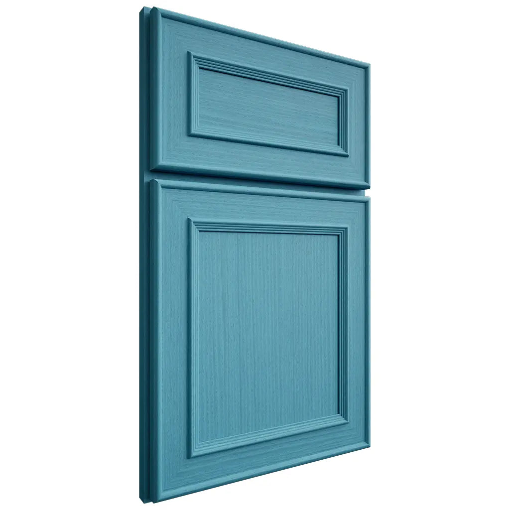 Shiloh Cabinetry Full Overlay Dalton White Oak Rift Cut Aqua Door