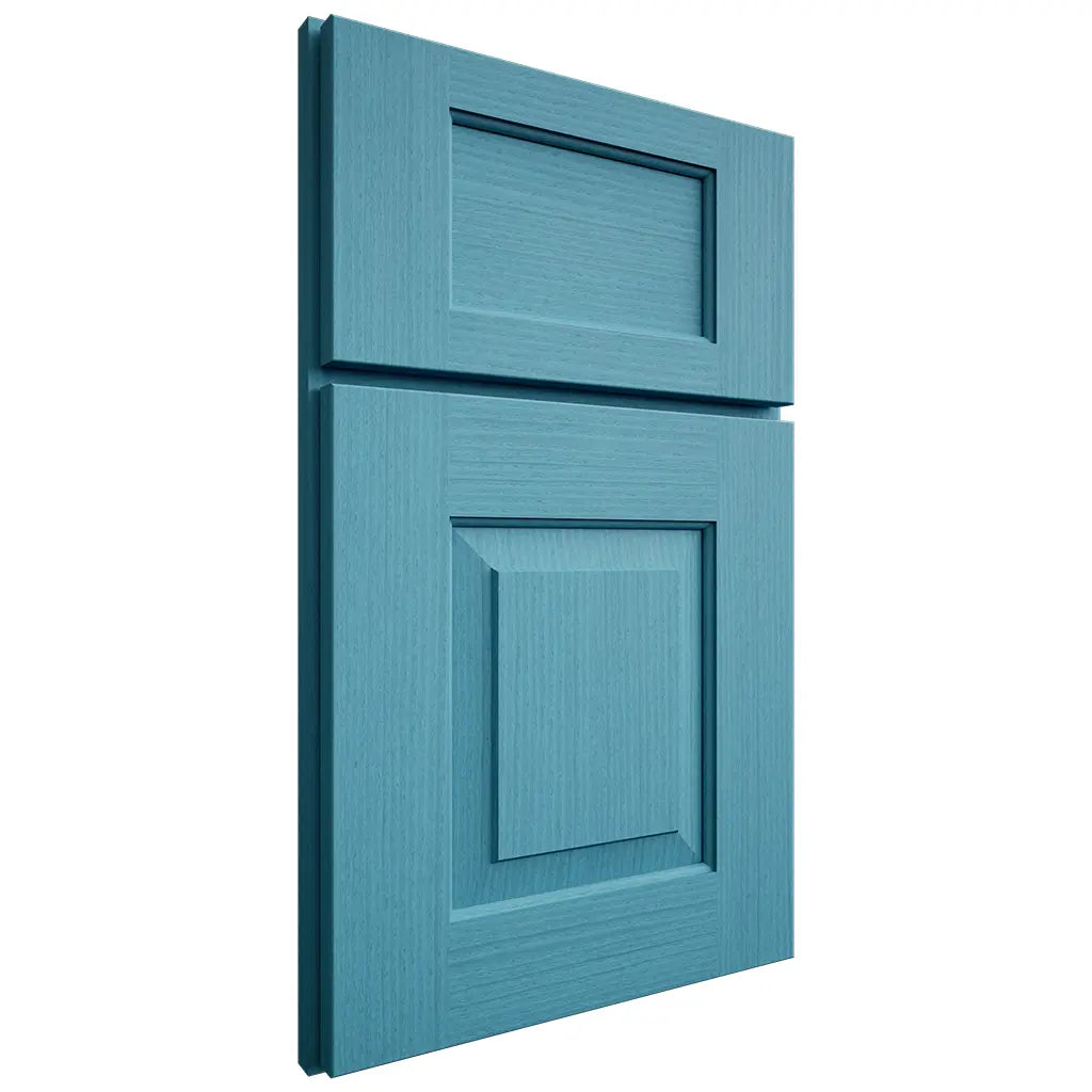 Shiloh Cabinetry Full Overlay Hamlin White Oak Rift Cut Aqua Door