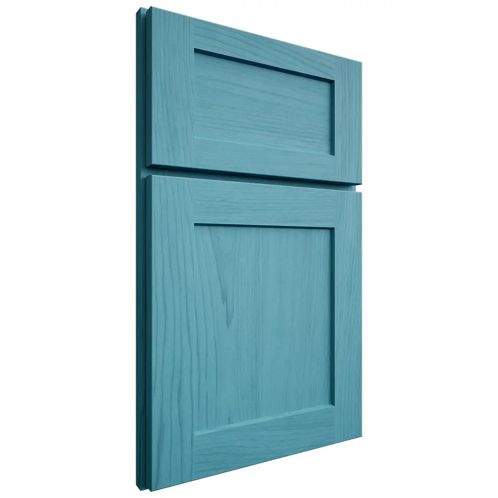 Shiloh Cabinetry Full Overlay Hanover Alder Plain Cut Aqua Door