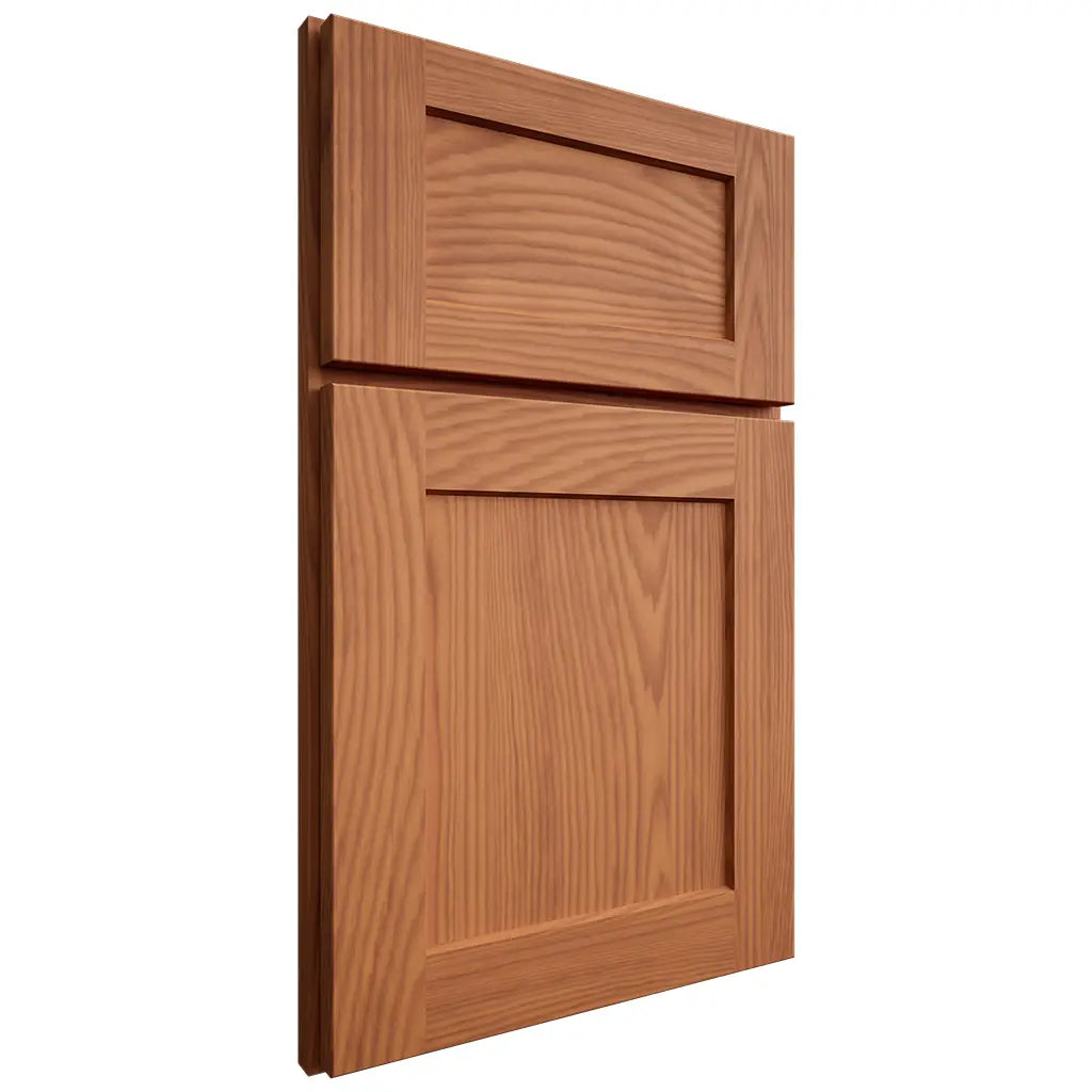 Shiloh Cabinetry Full Overlay Hanover Red Oak Plain Cut Harvest Door