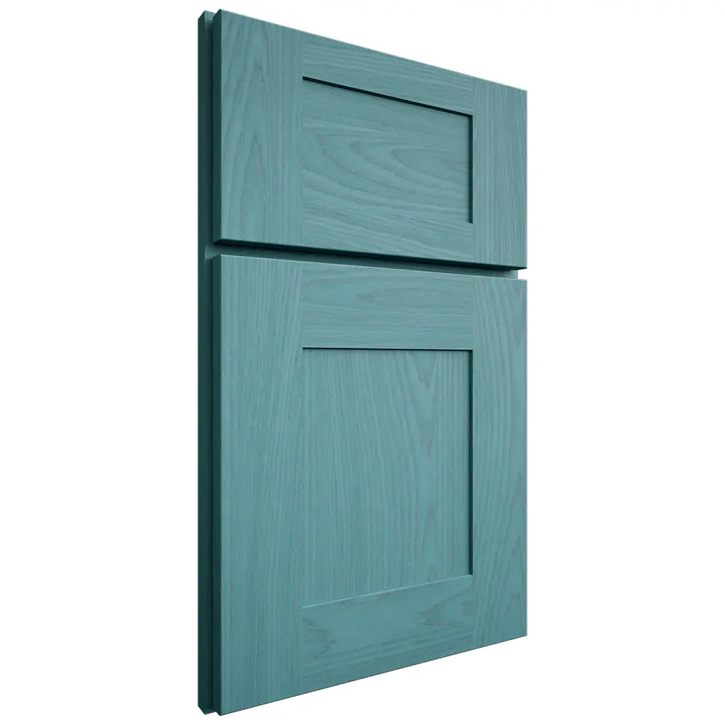 Shiloh Cabinetry Full Overlay Hartford Red Oak Plain Cut Aqua Door