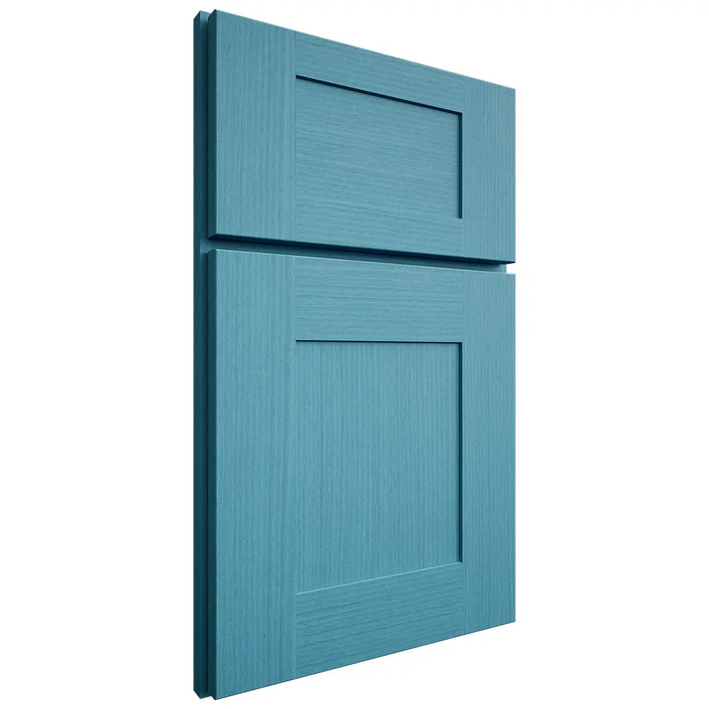 Shiloh Cabinetry Full Overlay Hartford White Oak Rift Cut Aqua Door