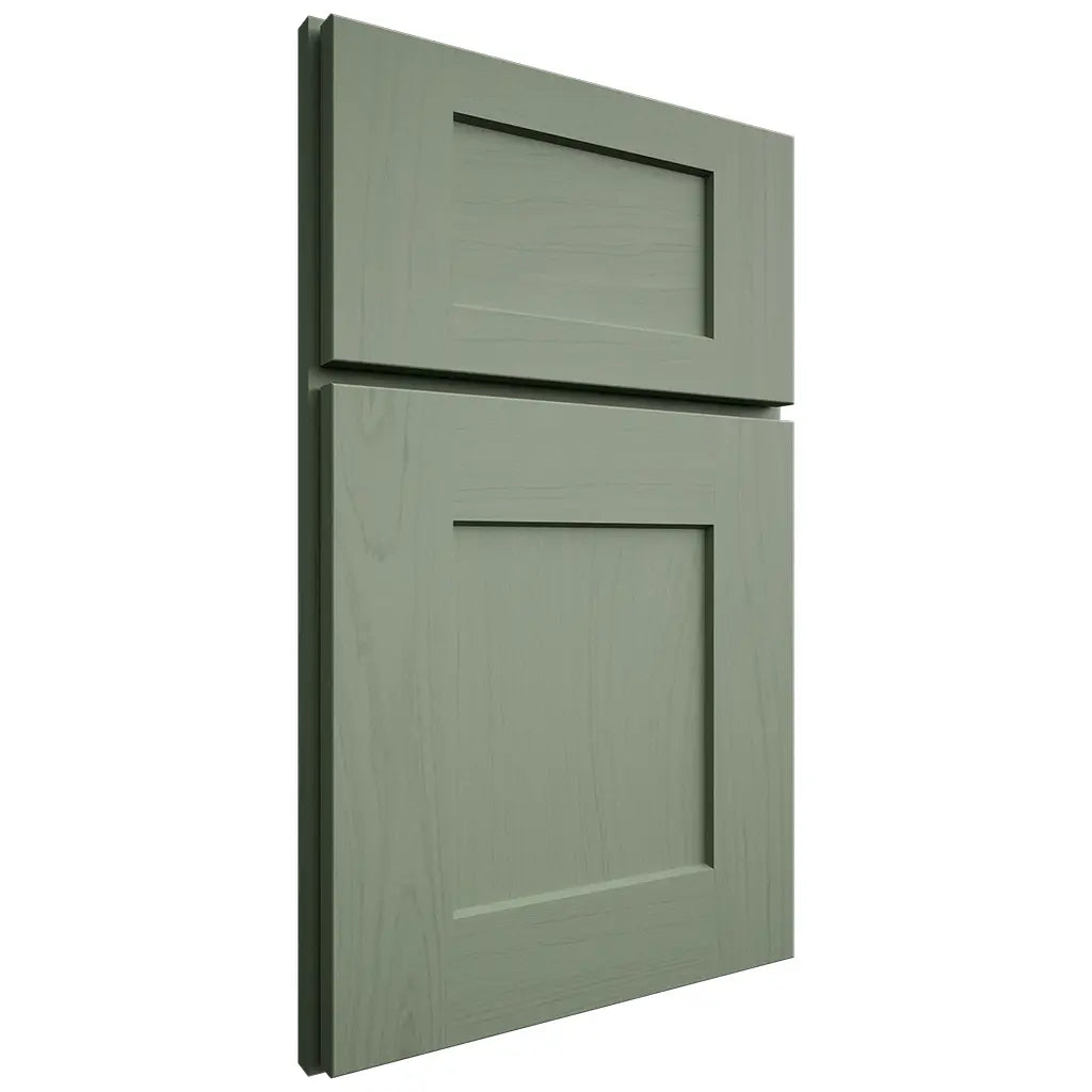 Shiloh Cabinetry Full Overlay Lancaster Poplar Plain Cut Moss Door