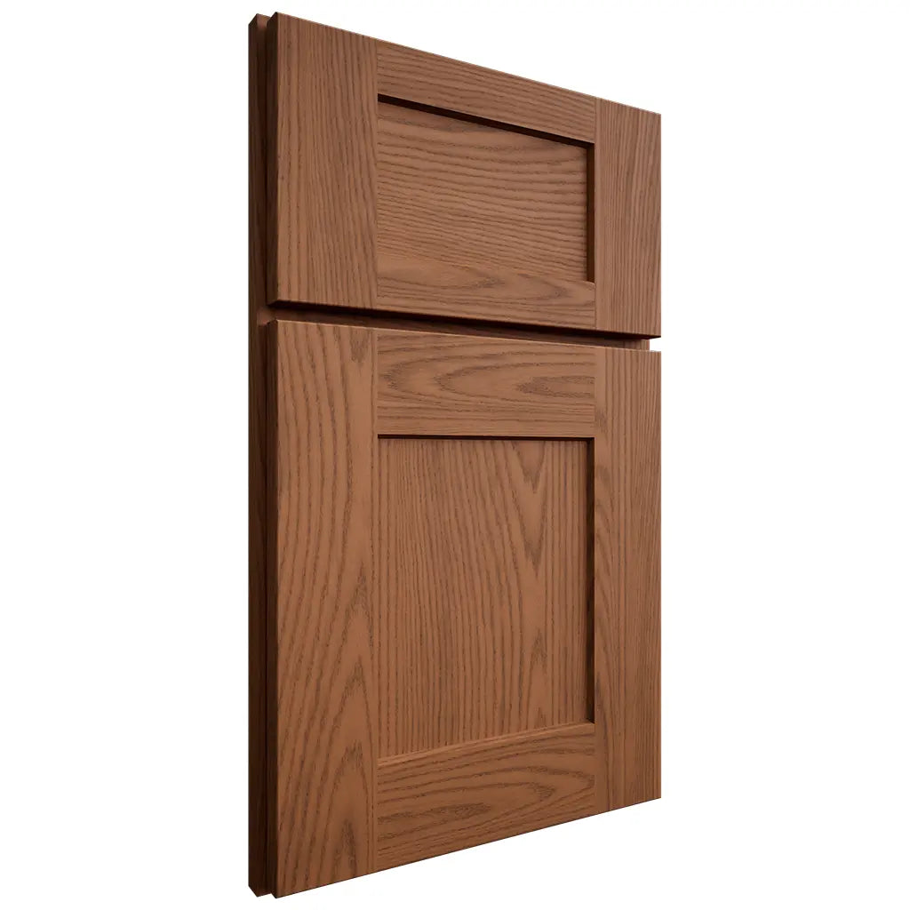 Shiloh Cabinetry Full Overlay Lancaster Red Oak Plain Cut Braun Door
