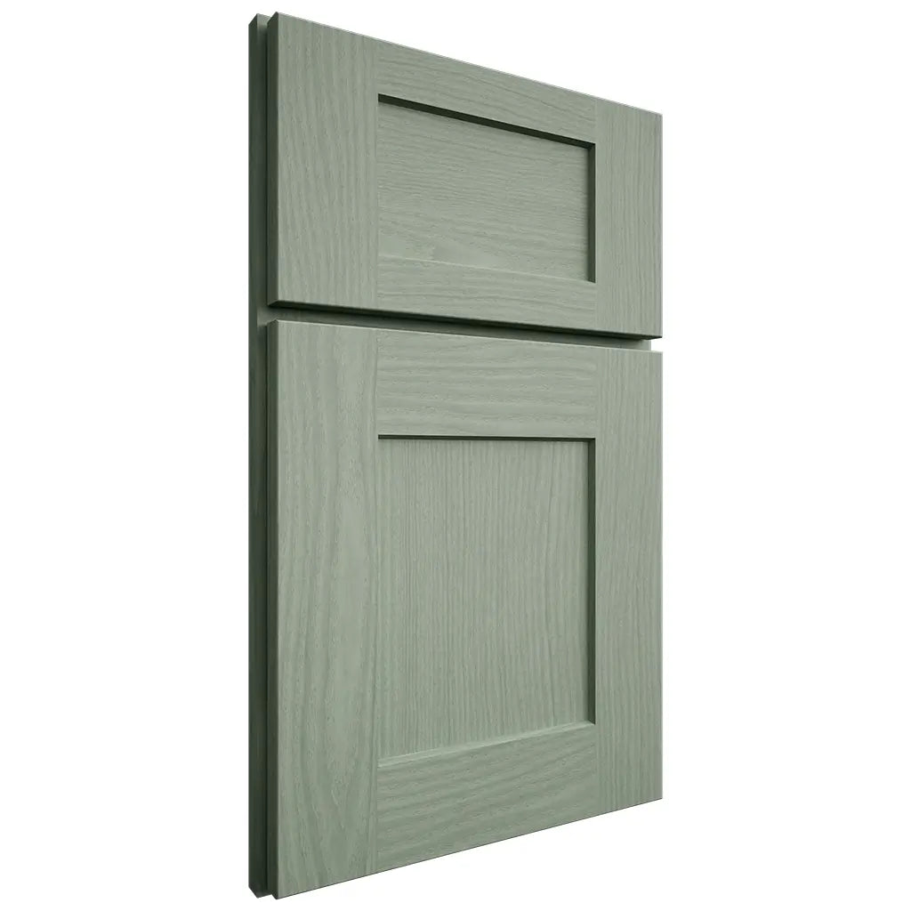 Shiloh Cabinetry Full Overlay Lancaster White Oak Plain Cut Moss Door