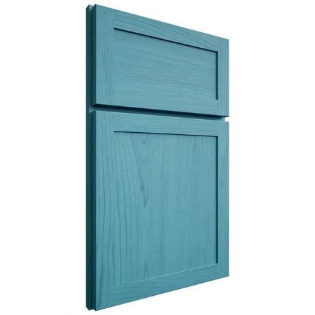 Shiloh Cabinetry Full Overlay Malibu Alder Plain Cut Aqua Door
