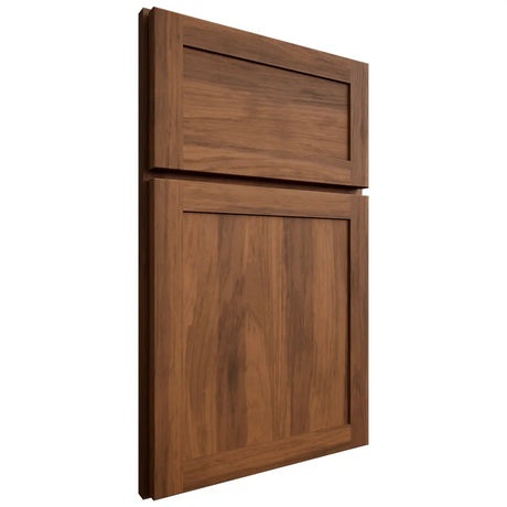 Shiloh Cabinetry Full Overlay Malibu Hickory Plain Cut Burnt Sugar Door