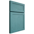 Shiloh Cabinetry Full Overlay Malibu Red Oak Plain Cut Aqua Door