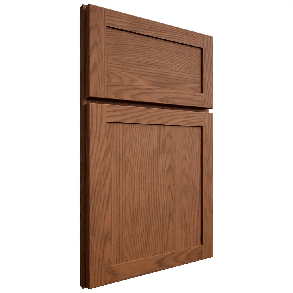 Shiloh Cabinetry Full Overlay Malibu Red Oak Plain Cut Braun Door