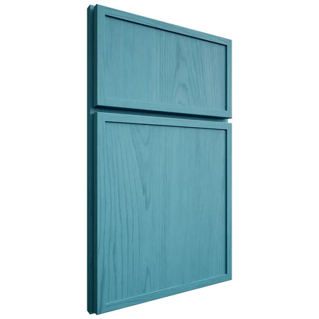 Shiloh Cabinetry Full Overlay Napa Vertical Alder Plain Cut Aqua Door