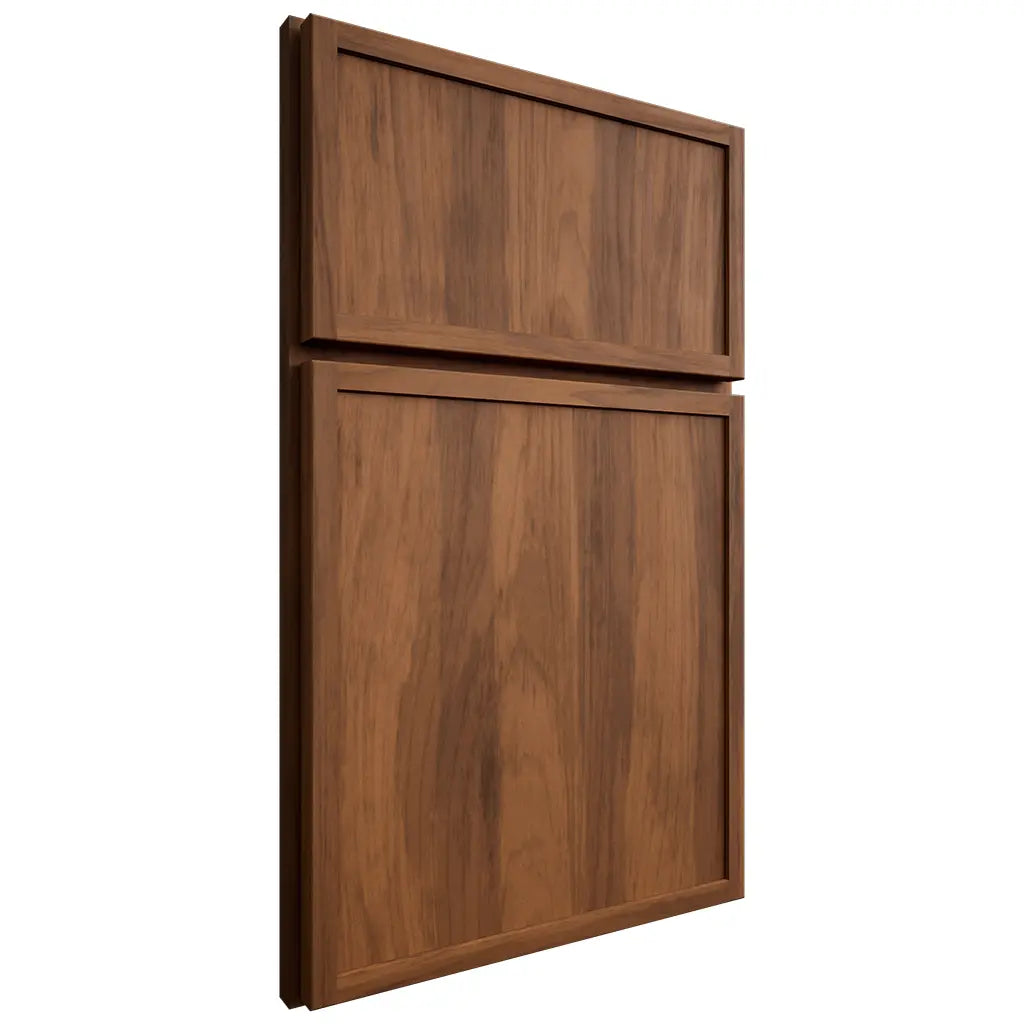 Shiloh Cabinetry Full Overlay Napa Vertical Hickory Plain Cut Burnt Sugar Door