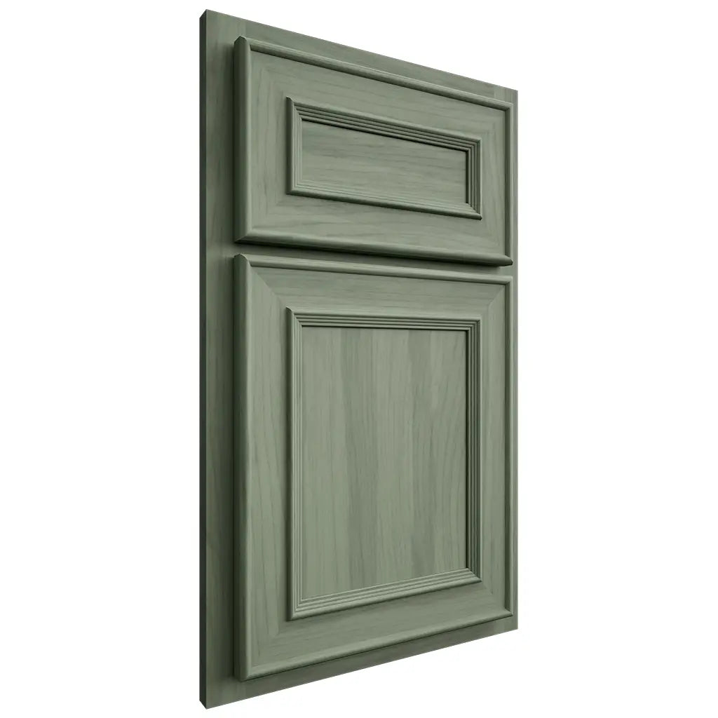 Shiloh Cabinetry Full Overlay Napa Vertical Hickory Plain Cut Moss Door