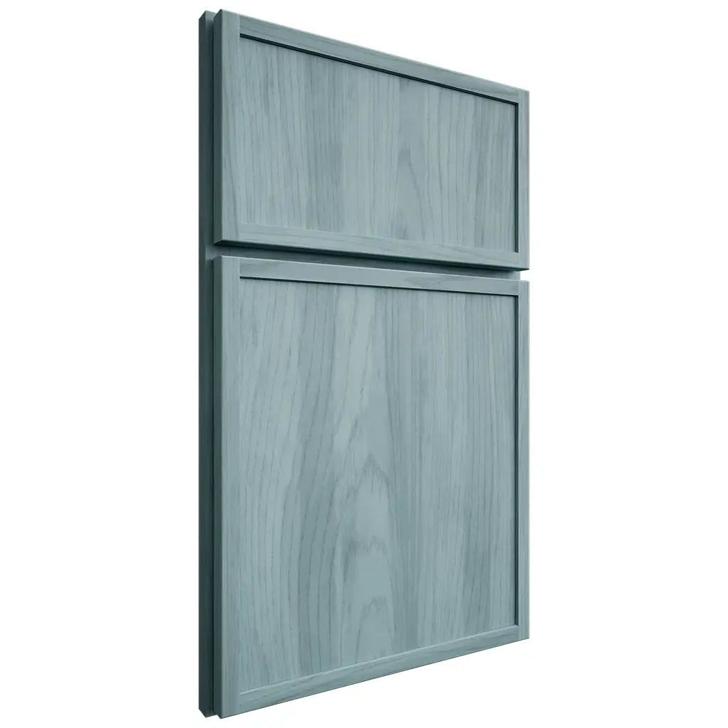 Shiloh Cabinetry Full Overlay Napa Vertical Hickory Plain Cut Sky Door