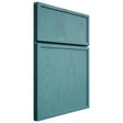 Shiloh Cabinetry Full Overlay Napa Vertical Red Oak Plain Cut Aqua Door