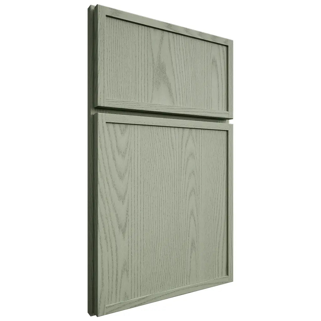 Shiloh Cabinetry Full Overlay Napa Vertical Red Oak Plain Cut Moss Door