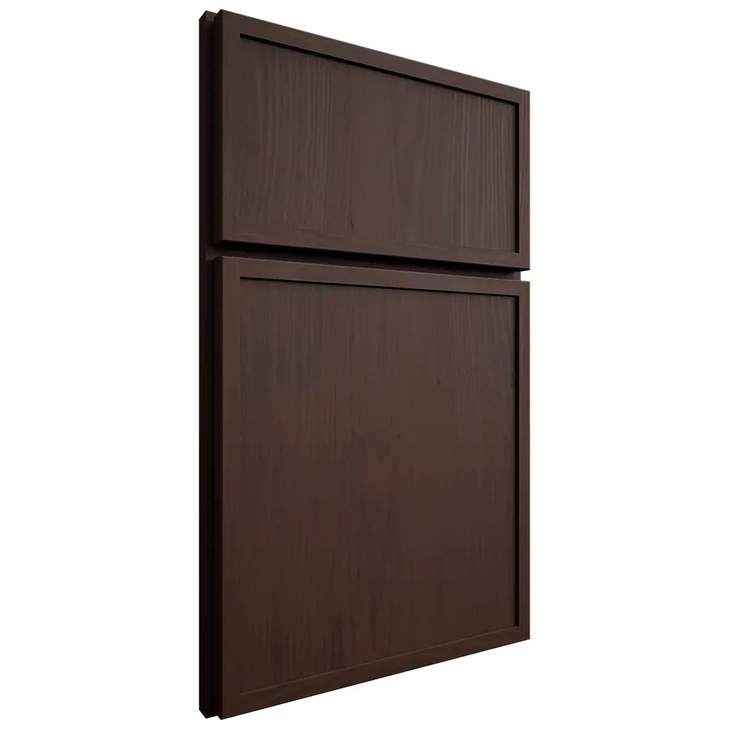 Shiloh Cabinetry Full Overlay Napa Vertical Walnut Plain Cut Bison Door