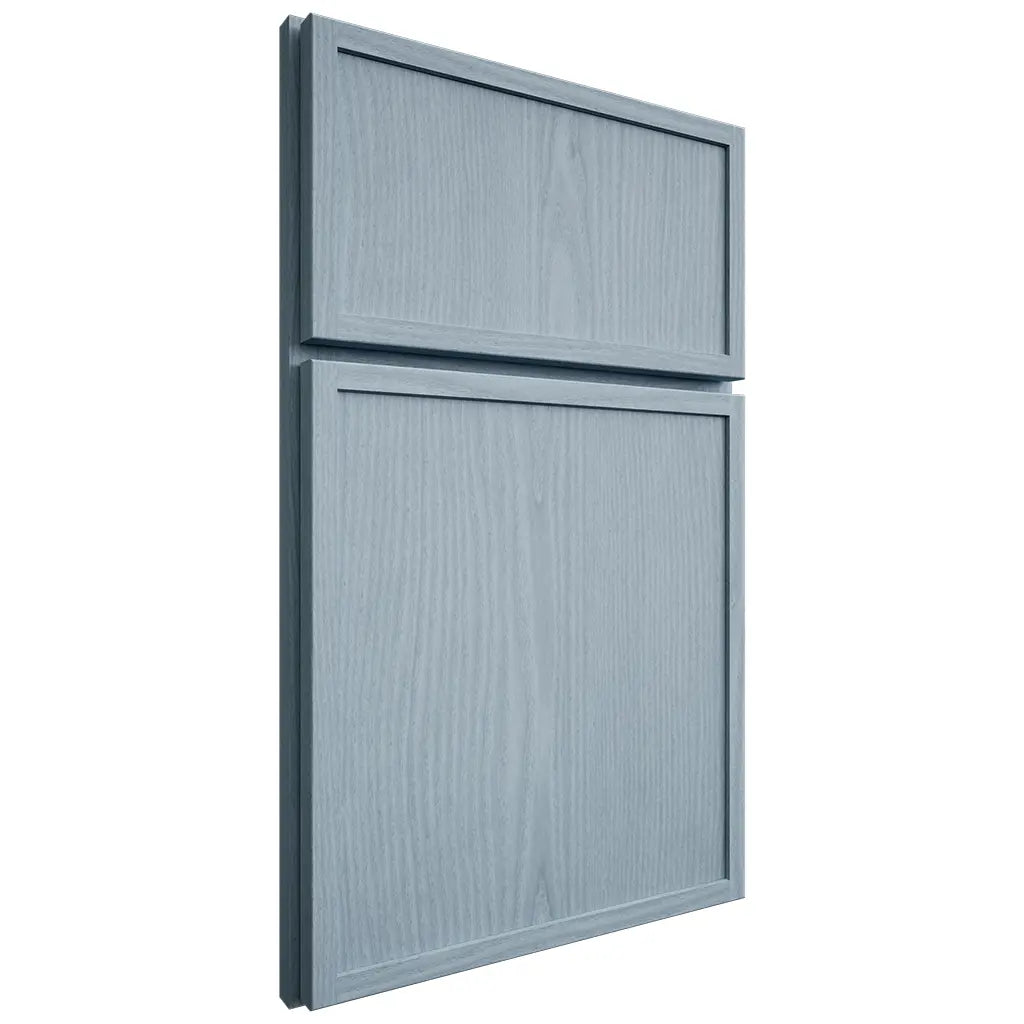 Shiloh Cabinetry Full Overlay Napa Vertical White Oak Plain Cut Sky Door