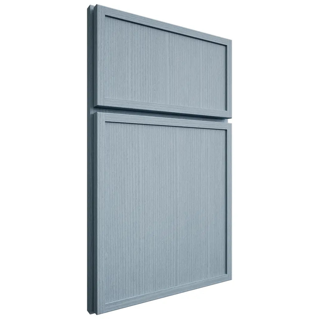 Shiloh Cabinetry Full Overlay Napa Vertical White Oak Rift Cut Sky Door