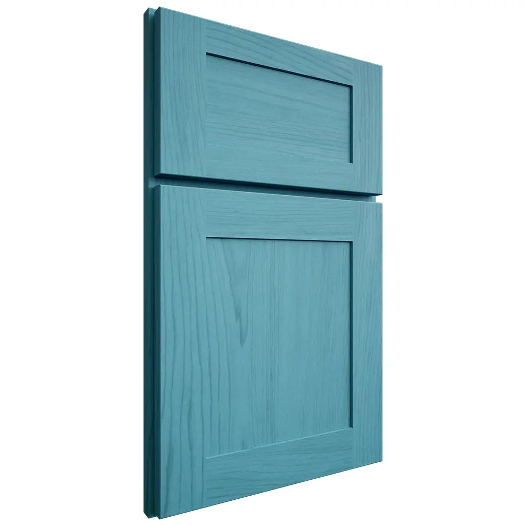 Shiloh Cabinetry Full Overlay New Haven Alder Plain Cut Aqua Door