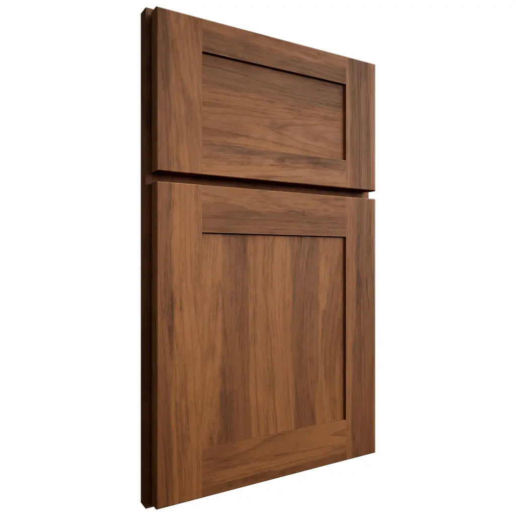 Shiloh Cabinetry Full Overlay New Haven Hickory Plain Cut Burnt Sugar Door