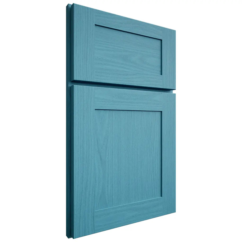 Shiloh Cabinetry Full Overlay New Haven White Oak Plain Cut Aqua Door