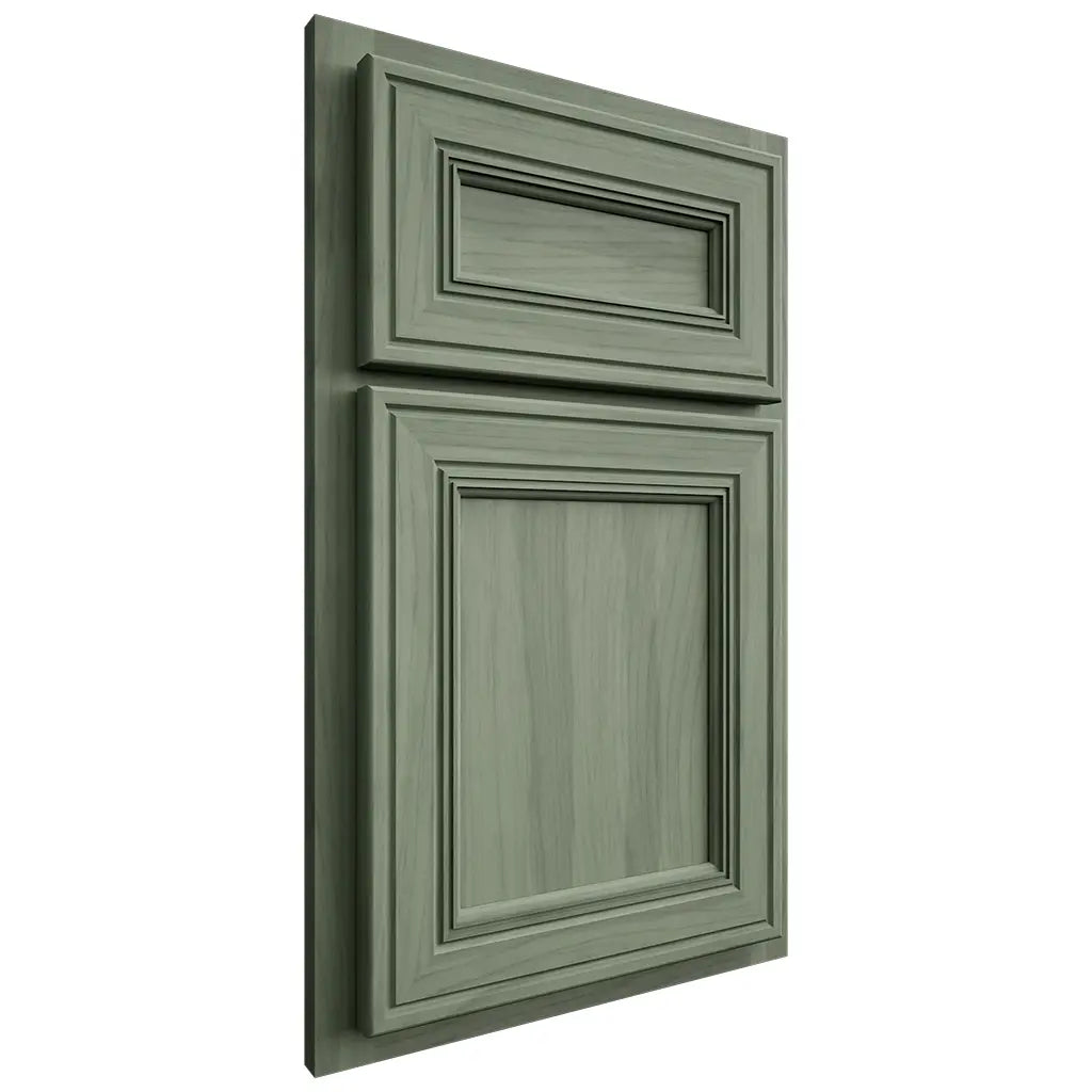 Shiloh Cabinetry Full Overlay Oxford Hickory Plain Cut Moss Door
