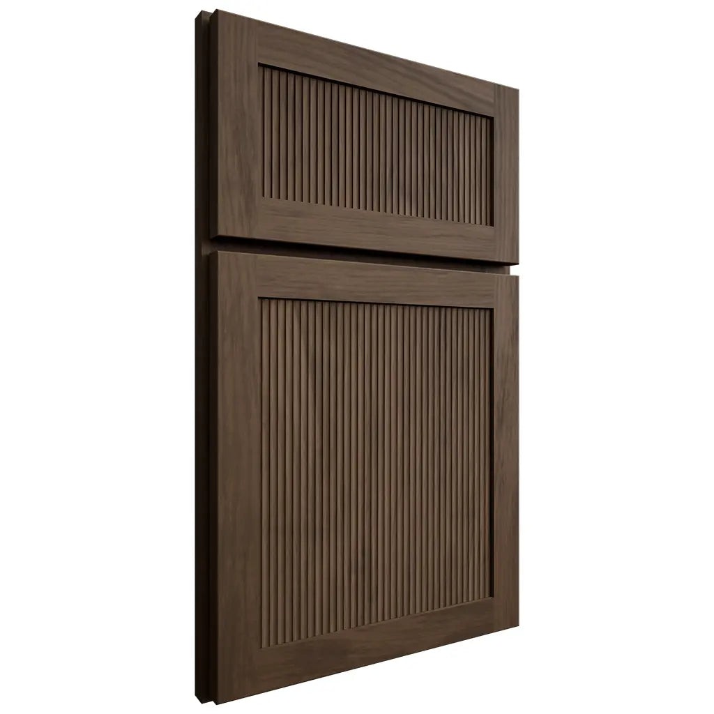 Shiloh Cabinetry Full Overlay Reeded Malibu Alder Plain Cut Caviar Door