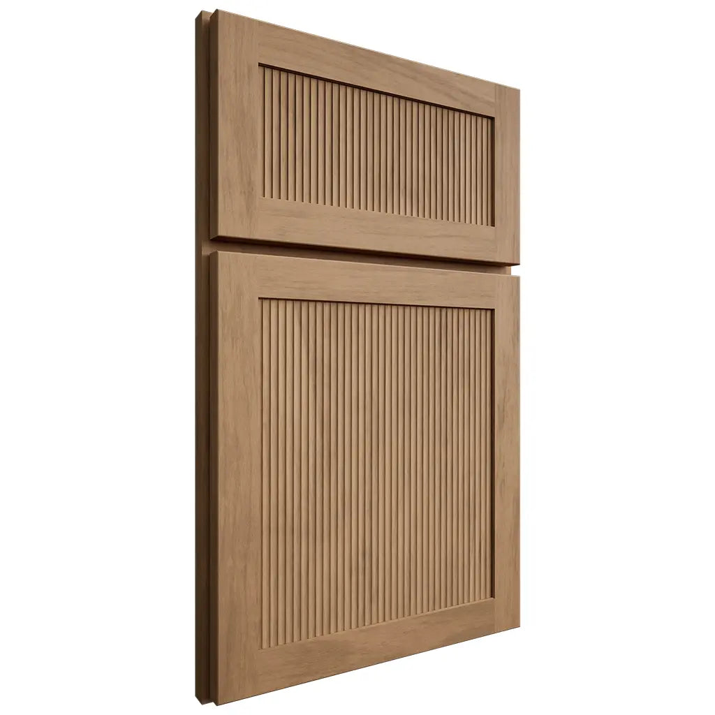 Shiloh Cabinetry Full Overlay Reeded Malibu Alder Plain Cut Dusty Road Door