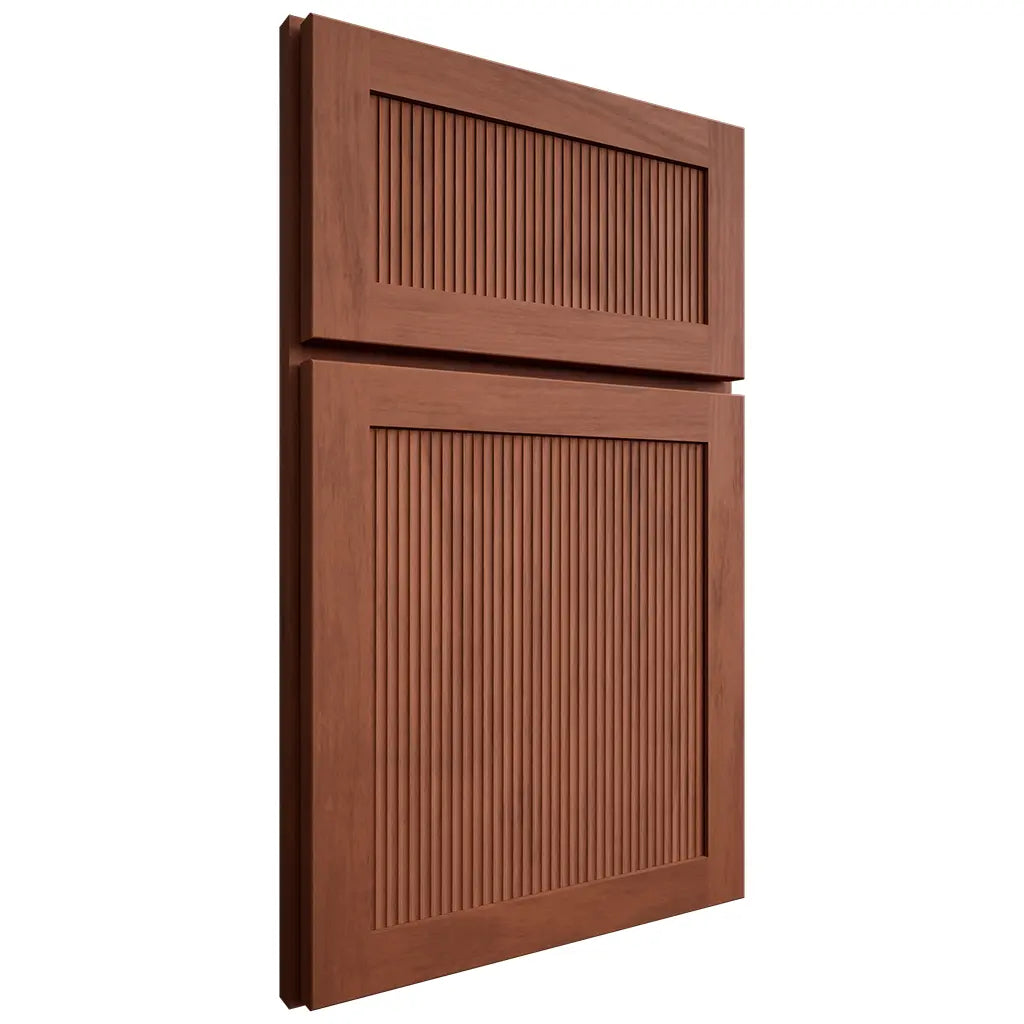 Shiloh Cabinetry Full Overlay Reeded Malibu Alder Plain Cut Sierra Door