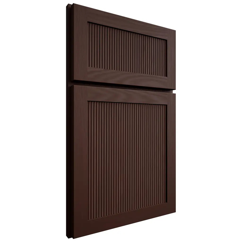 Shiloh Cabinetry Full Overlay Reeded Malibu Alder Plain Cut Umber Door