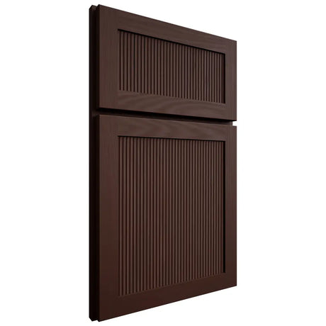 Shiloh Cabinetry Full Overlay Reeded Malibu Alder Plain Cut Umber Door