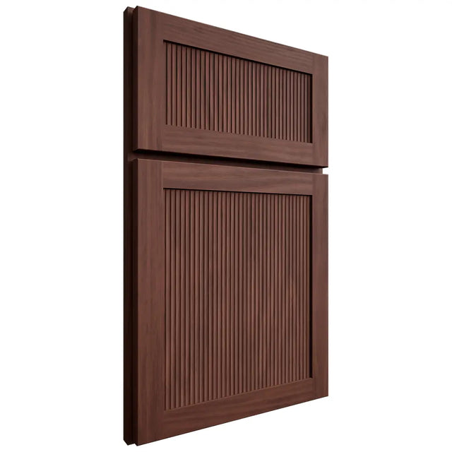 Shiloh Cabinetry Full Overlay Reeded Malibu Cherry Plain Cut Bourbon Door