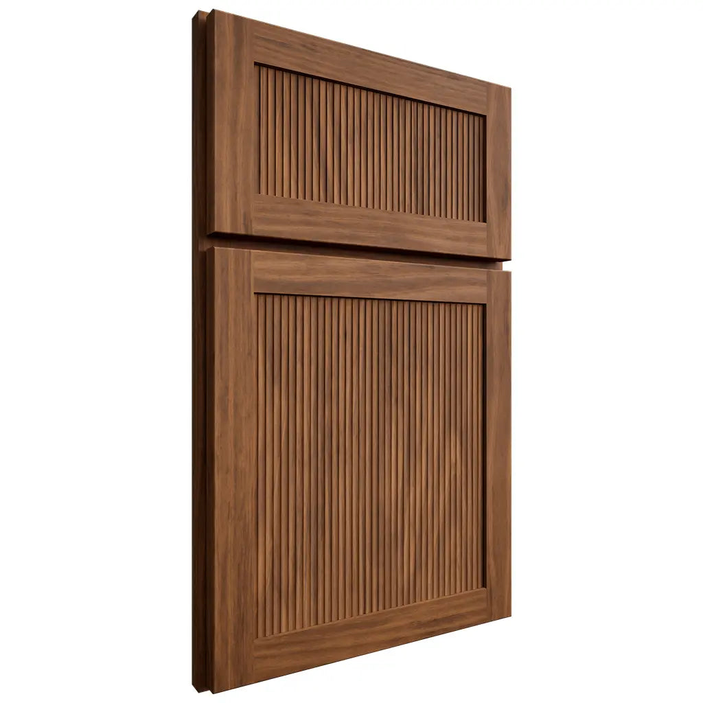 Shiloh Cabinetry Full Overlay Reeded Malibu Cherry Plain Cut Carob Door