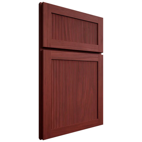 Shiloh Cabinetry Full Overlay Reeded Malibu Cherry Plain Cut Red Door