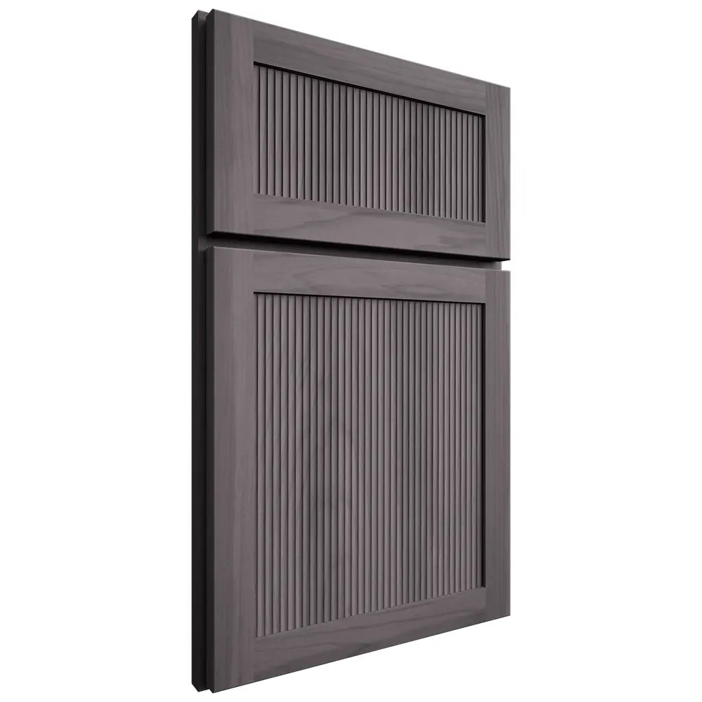 Shiloh Cabinetry Full Overlay Reeded Malibu Hickory Plain Cut Cadet Door