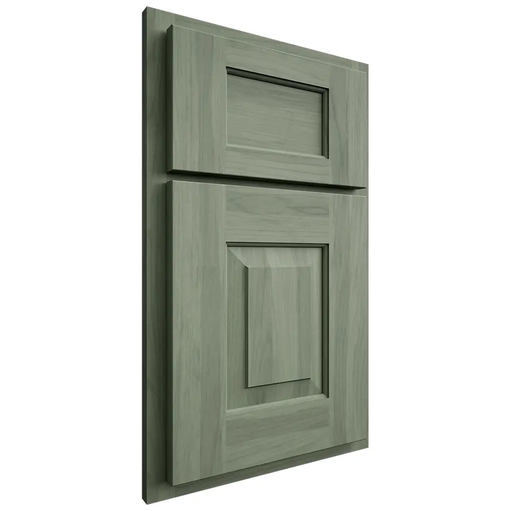Shiloh Cabinetry Full Overlay Reeded Malibu Hickory Plain Cut Moss Door