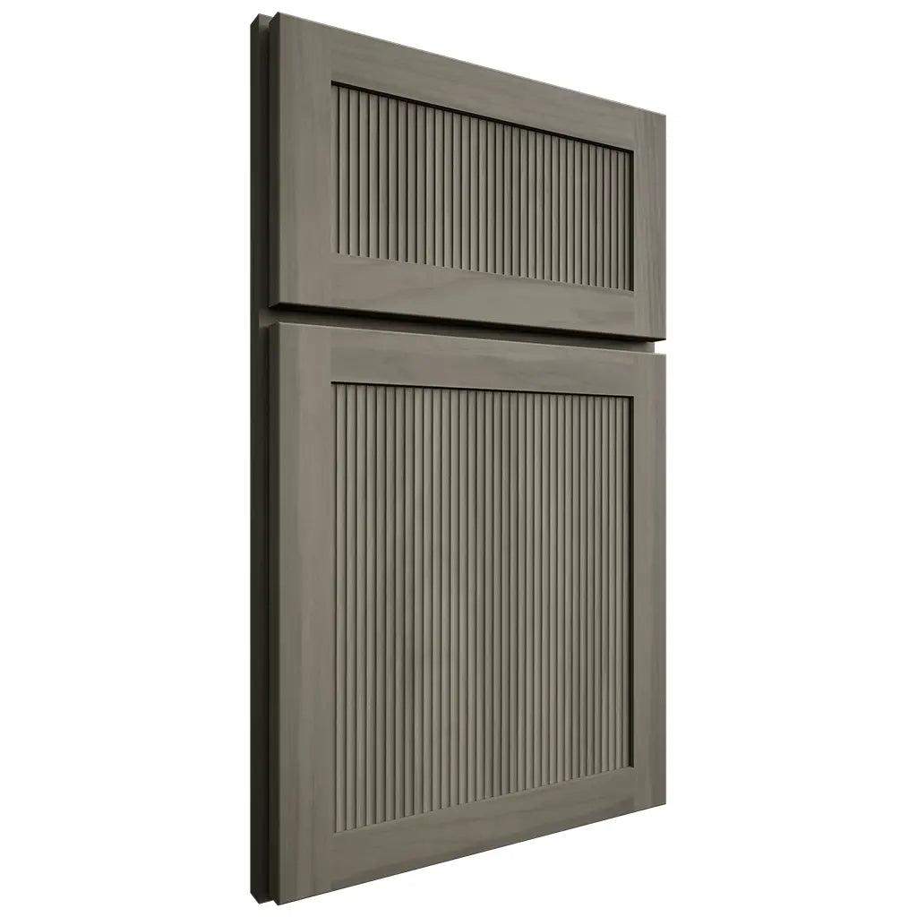 Shiloh Cabinetry Full Overlay Reeded Malibu Hickory Plain Cut Thyme Door