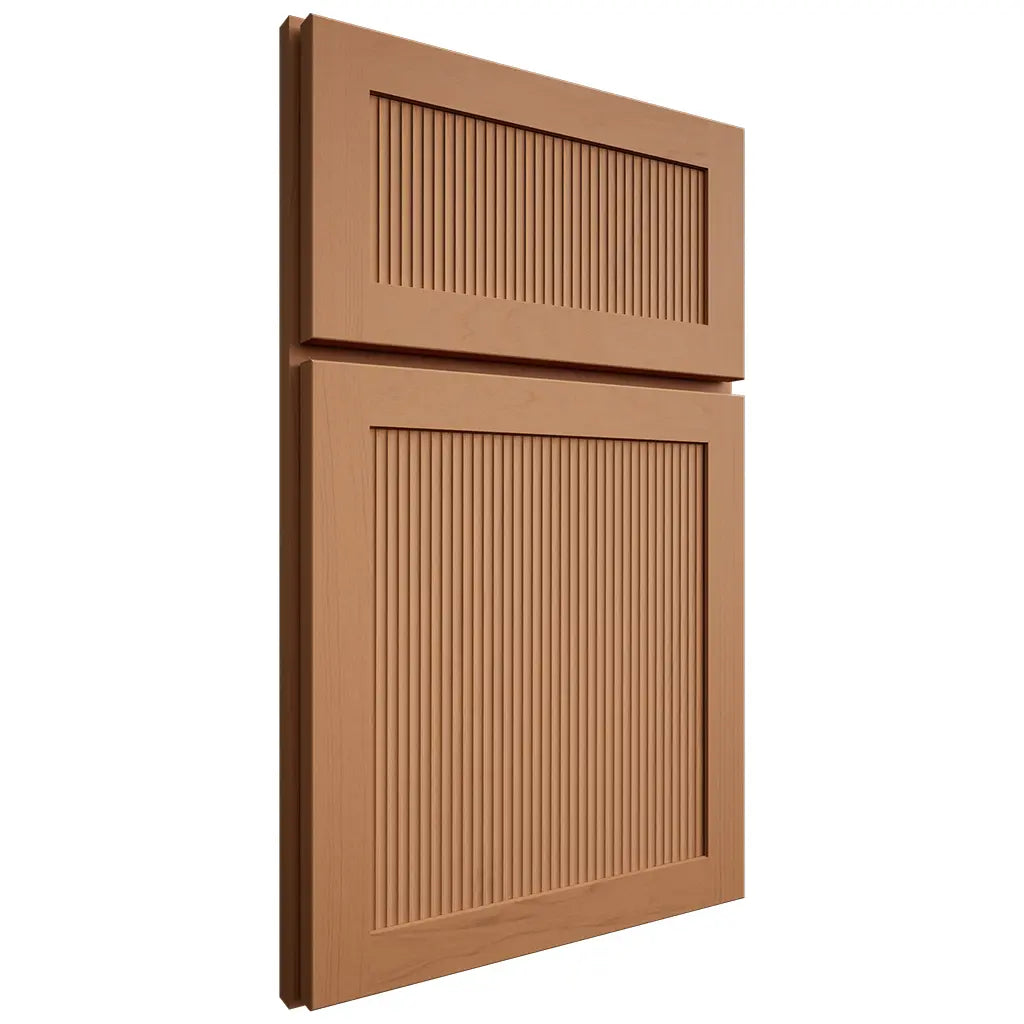 Shiloh Cabinetry Full Overlay Reeded Malibu Maple Plain Cut Cashmere Door