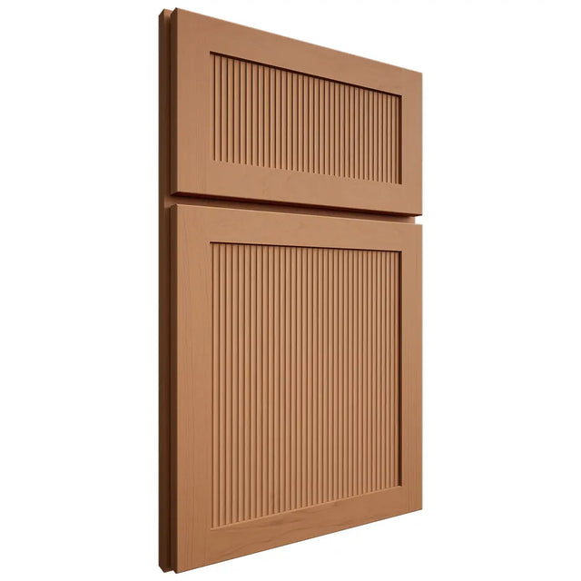 Shiloh Cabinetry Full Overlay Reeded Malibu Maple Plain Cut Cashmere Door