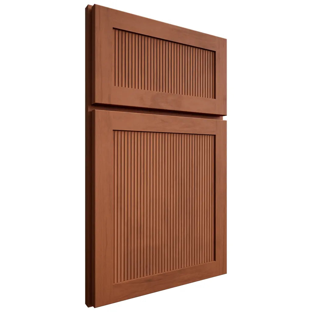 Shiloh Cabinetry Full Overlay Reeded Malibu Maple Plain Cut Spice Door