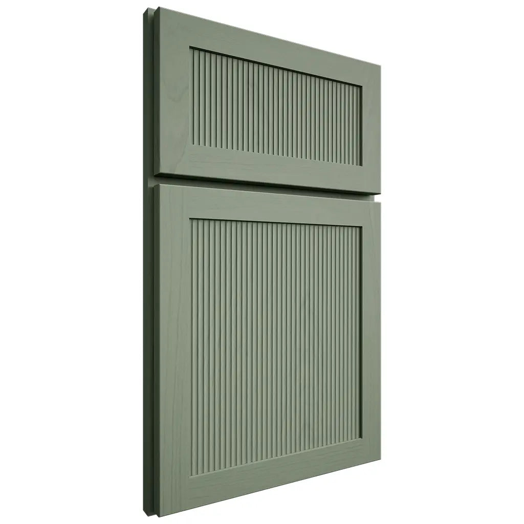 Shiloh Cabinetry Full Overlay Reeded Malibu Poplar Plain Cut Moss Door