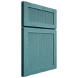 Shiloh Cabinetry Full Overlay Reeded Malibu Red Oak Plain Cut Aqua Door