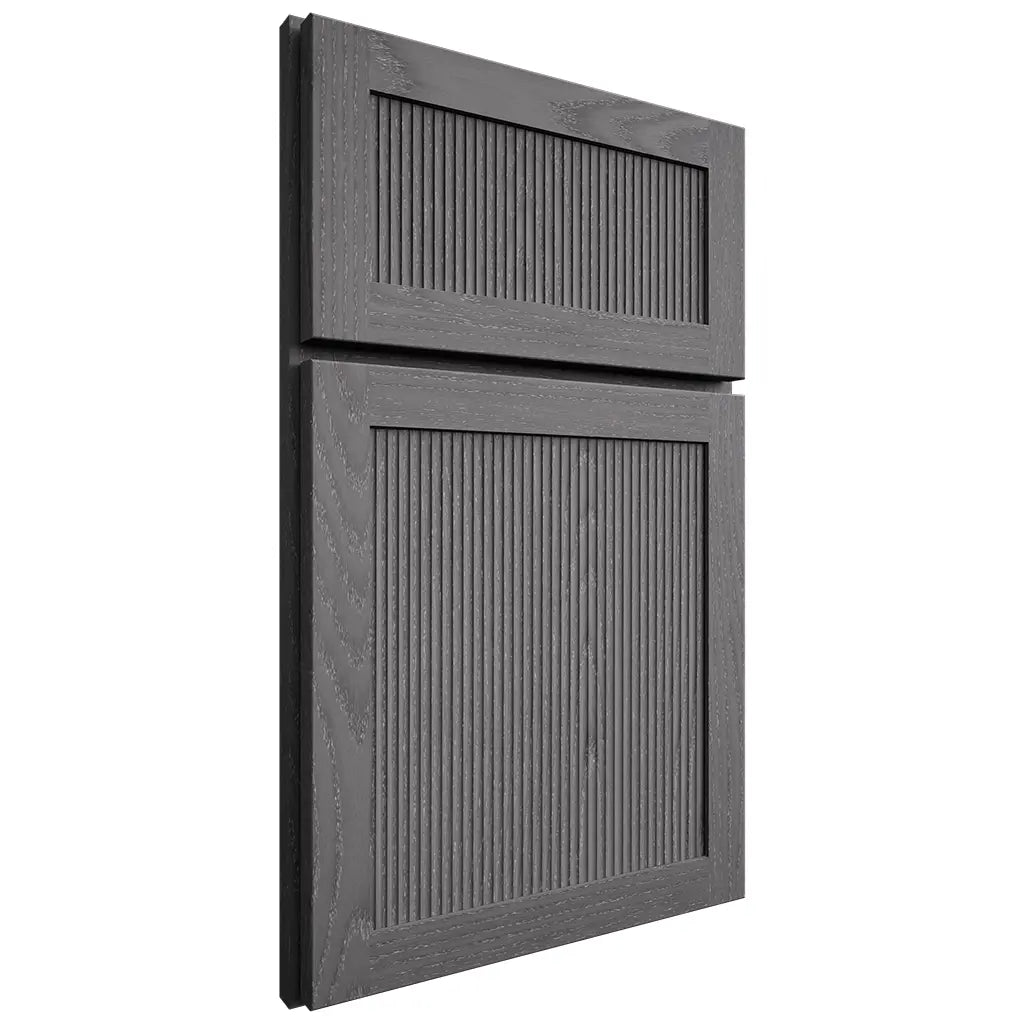 Shiloh Cabinetry Full Overlay Reeded Malibu Red Oak Plain Cut Cadet Door