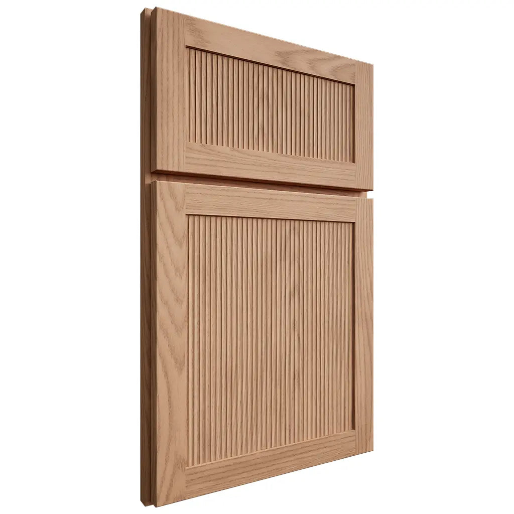Shiloh Cabinetry Full Overlay Reeded Malibu Red Oak Plain Cut Natural Door