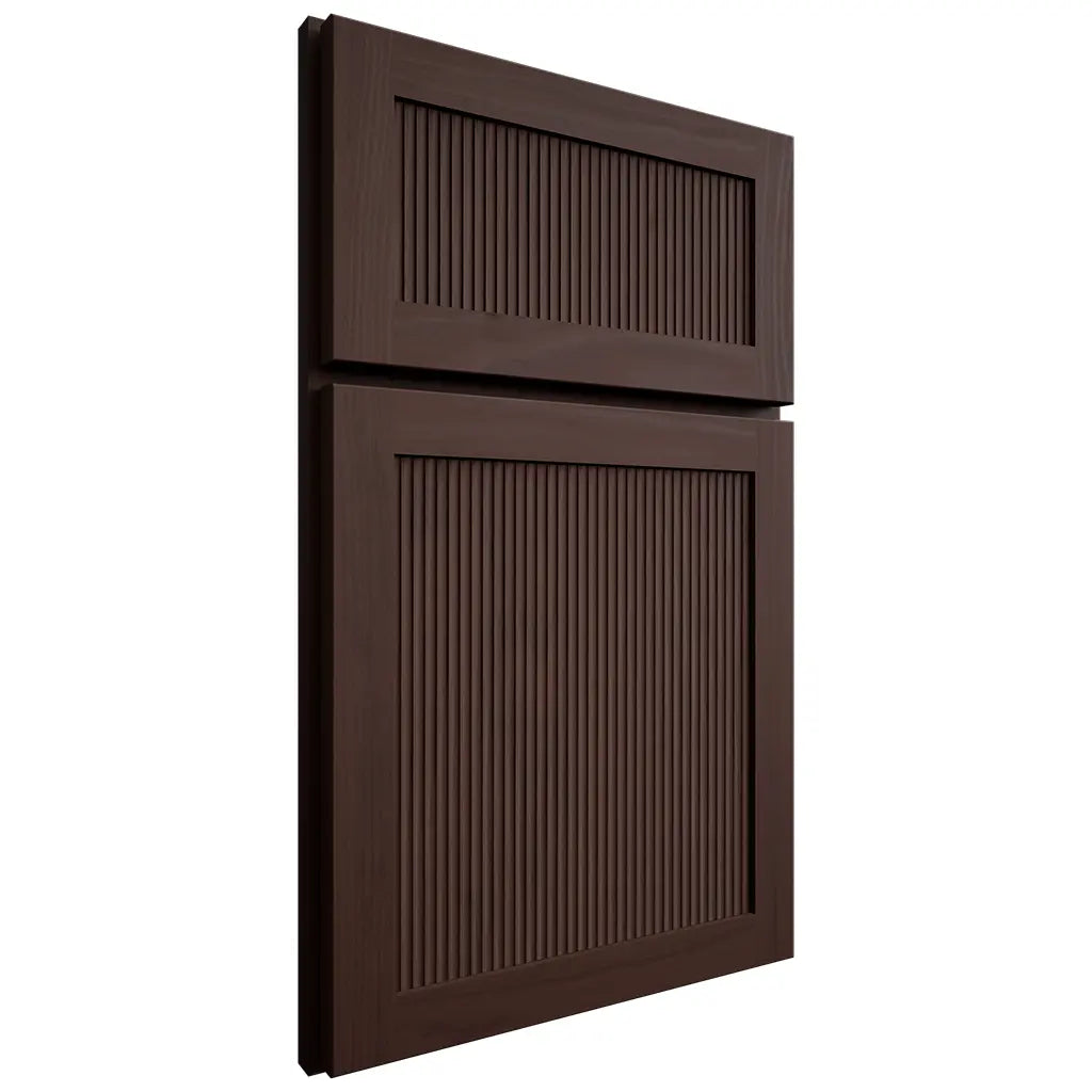 Shiloh Cabinetry Full Overlay Reeded Malibu Walnut Plain Cut Bison Door